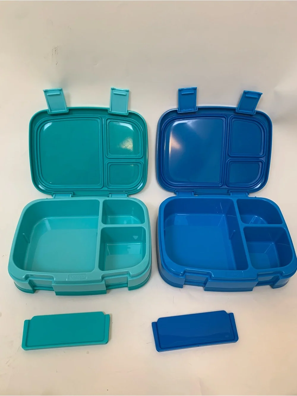 Bentgo Fresh Pair of Travel Lunch Bento Boxes in Teal and Blue, ice pack space